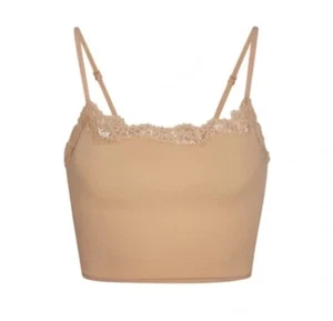Size 4X SKIMS Fits Everybody Corded Lace Cropped Cami Tank Top Clay New - Picture 1 of 13
