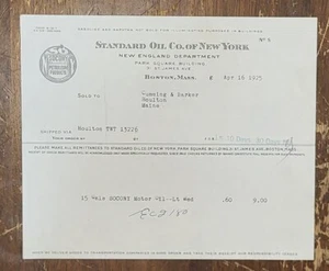 1925 Billhead Boston Massachusetts Standard Oil Company of New York - Picture 1 of 1