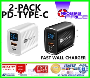 Confezione 2 Porte USB Home Wall Caricabatterie Rapido per Cellulare iPhone Samsung Android - Foto 1 di 14