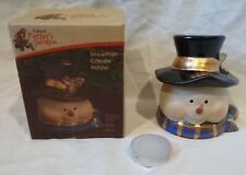 Kirkland's Potter's Garden Snowman Candle Holder-Ceramic/Tea Light/Top Hat-4.5"