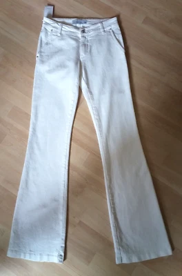 TAKE TWO Jeans W27 Italy NEU/Etik 76,-€ RACHEL FRINGE flared weiß Hose Fransen - Bild 1 von 4