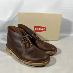Clarks Originals Hombres Bota Desierto Talla 9 M Cera de Abejas Cuero Marrón 2 Ojos Chukka - Imagen 1 de 11