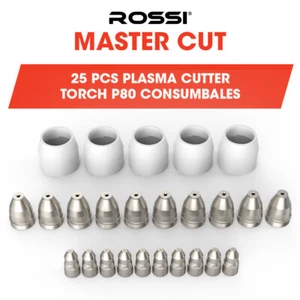 ROSSI 25pc Consumables Kit to Suit P-80 Plasma Cutter Torch Electrode - Picture 1 of 6