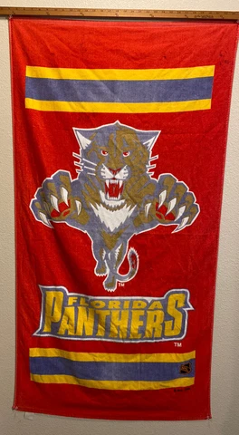 Vintage 1994 NHL Florida Panters Beach Towel Hockey Red 55" x 28" Cover