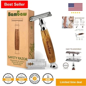 Sustainable Safety Razor | Bamboo Handle | Closer Smoother Shave | Eco-Friendly - Picture 1 of 7