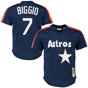 Camiseta deportiva Mitchell & Ness de los Houston Astros Craig Biggio #7 azul marino MLB auténtica malla BP - Imagen 1 de 3