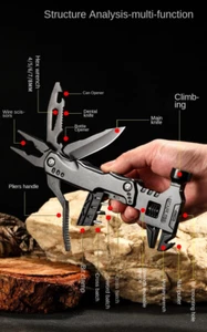 Survival Multifunktionsmesser Universal Schraubenschlüssel Camping Hammer Hand Multitool - Bild 1 von 16