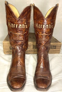 Stivali da cowboy vintage PERSONALIZZATI Las Vegas HARRAHS Casino RODEO (T O Stanley) taglia 10 D - Foto 1 di 12