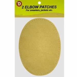 2 toppe riparazione gomiti cuciti in pelle scamosciata naturale 4,5 x 5,5 pollici - oro - Foto 1 di 1