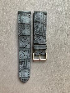 22mm/20mm Genuine Alligator Crocodile Leather Skin Watch Strap Band - Gray