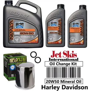 Harley Davidson V-Twin Oil Change Kit 20W50 Primary/Transmission Oil/O-Rings - Picture 1 of 6