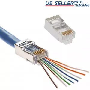 100pcs CAT6 Shielded RJ45 Pass Through Modular Plug Cable Connector End 8P8C - Picture 1 of 3