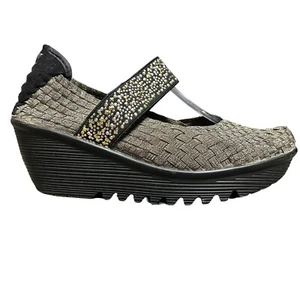 Bernie Mev Lulia Tejido Bronce Bling Mary Jane Zapatos de Tacón de Cuña Mujer 39 EE. UU. 8-8.5 - Imagen 1 de 14