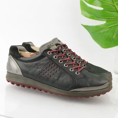 Ecco Men Biom Golf Shoe Size 42 8 Black Yak Leather Waterproof Sneaker Spikeless - Image 1 of 4