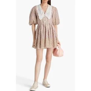 Maje Romelange Geometric Print Linen Mini Dress in Multi Size 42 Short Sleeve - Picture 1 of 7