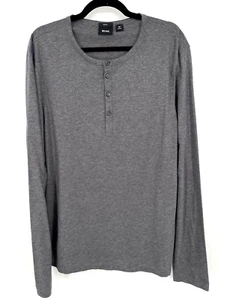 Hugo Boss Mens size XL Henley Long Sleeve Preppy Slim Dark Gray SHIRT pullover - Picture 1 of 12