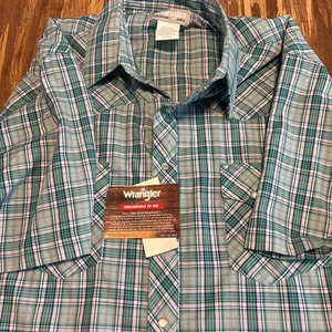 Wrangler Wrancher Tractor Supply Men’s Green Plaid Pearl Snap Up Shirt XLT/ NEW - Picture 1 of 9