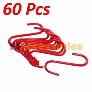 60 Pcs 5" inch Red PVC Coated Steel S Hooks Hangers for Kitchen Metal Clasp Cup - Picture 1 of 2