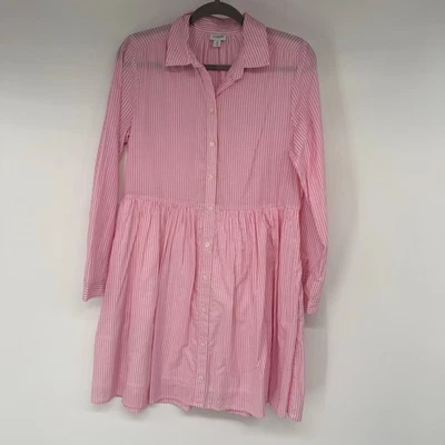 Mini Camisa Vestido Para Mujer J Crew Cuello Rayas Talla 8 Rosa 100% Algodón Forrado BF857 Foto 1 de 4