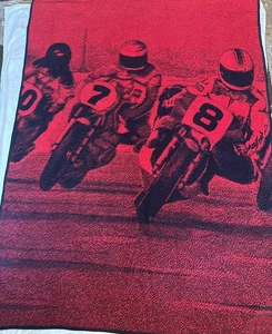 San Marcos Reversible Blanket Motorcycles Motocross Red/Black Large Heavy 56x76 - Picture 1 of 18