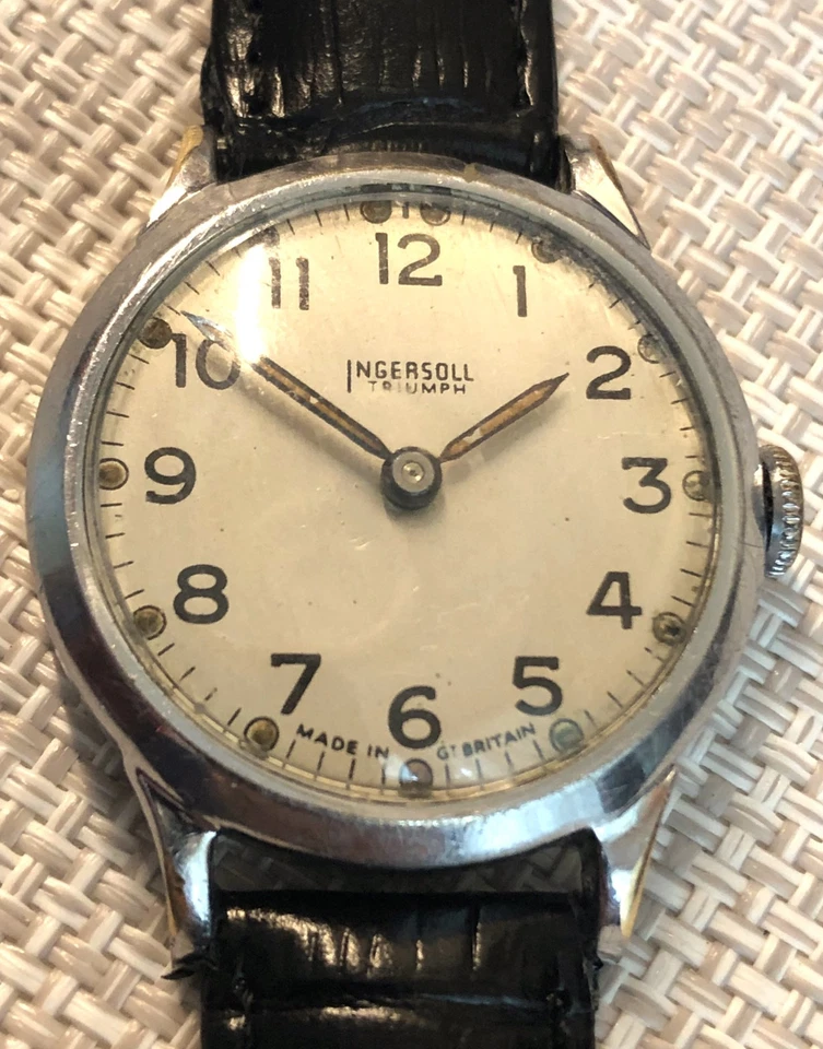 VINTAGE INGERSOLL“Triumph”,militare originale anni 50 meccanico a carica manuale - Immagine 1 di 4