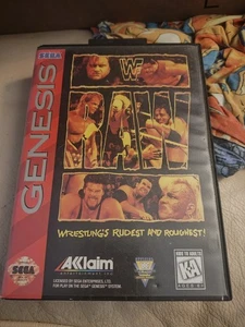 WWF Raw Sega Genesis Complete With Box And Manual CIB WWE Wrestling - Picture 1 of 9
