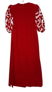 Maxi vestido vintage de terciopelo para mujer Georgette Trabolsi con mangas abullonadas rojo/blanco - Imagen 1 de 9