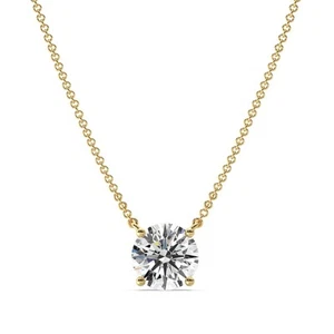 Huge 2ct Solitaire Round Lab-Grown Diamond Pendant Necklace 14k Yellow Gold 18" - Picture 1 of 4