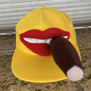 Vintage RARE Krazee Kaps Cigar Smoking Big Lips 1980s Trucker Hat Snapback Cap - Bild 1 von 18