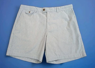 Banana Republic Lived-in Chino Short Men's 36 Blue White Striped Flat Front - Image 1 of 4