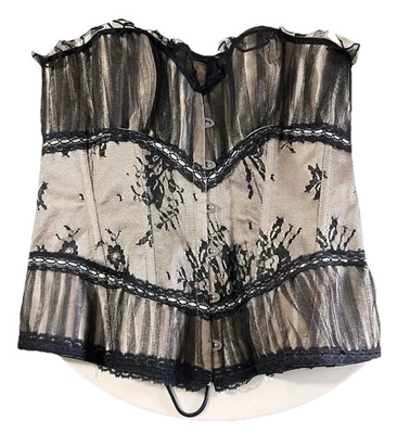 Sexy corsé floral con cordones dorado tostado ligeramente deshuesado talla XL satinado para mujer” Foto 1 de 4