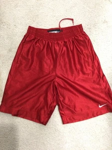 Vtg Nike Basketball Shorts Men M Red Lined Embroidered Swoosh Pockets 9" Inseam - Picture 1 of 7