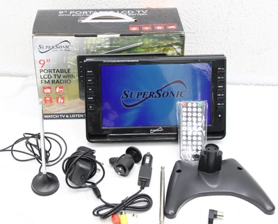 Supersonic SC-499 9" Portable Rechargeable Digital LCD TV AC/DC Compatible - Image 1 of 4