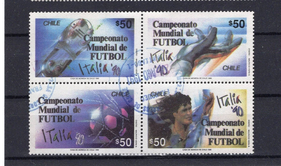 CHILE 1990 Copa Mundial de Fútbol FIFA Italia bloque usado Foto 1 de 1