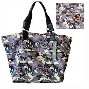 Sondra Roberts Squared Large Nylon Parachute Travel Bag Camo Butterflies NEW - Picture 1 of 16
