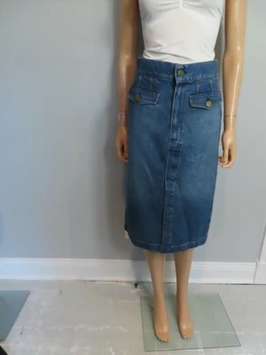 NWT Frame Blue Denim The Vent Front Midi Skirt Size US 0 $328 - Image 1 of 4