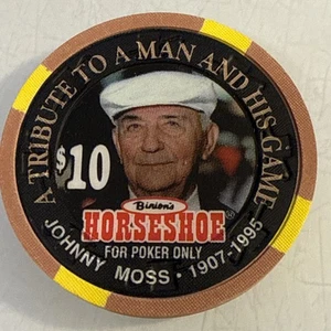 BINION'S HORSESHOE JOHNNY MOSS $10 CASINO CHIP LAS VEGAS NEVADA - Picture 1 of 3