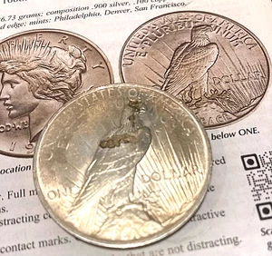 Unzirkuliert MS 1922 Peace Silber Dollar Fehler Münze Abziehen Laminiert Planchet - Bild 1 von 3