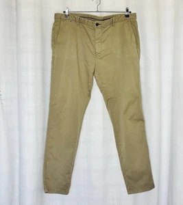 Cortefiel Men's Flat Front Tan Straight Leg Chino Pants Size 40x33 Khaki - Picture 1 of 19