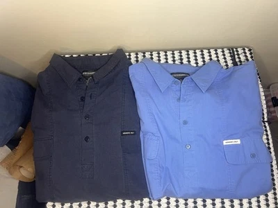 (2) Vintage 80s Members Only Blue 1/4 Button Up Pullover Dress Casual Shirts - Image 1 of 4