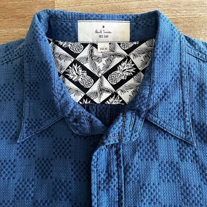 £250 PAUL SMITH RED EAR MARINEBLAU INDIGO GEFÄRBT DENIM STIL GEWASCHENES HEMD A3 - Bild 1 von 21