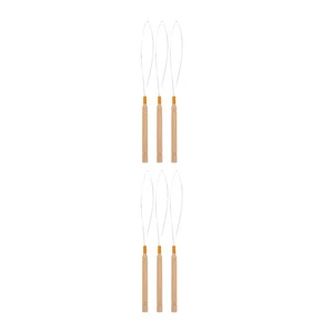 6pcs Practical Hair Extension Loop Wooden Loop Needle Threader DIY Hook Tool - Picture 1 of 12