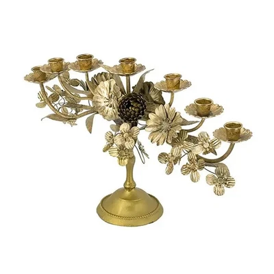 Gold Floral 7-Light Candelabra – Elegant Decorative Candle Holder for Home Decor - Image 1 of 4