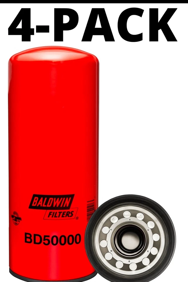 Baldwin BD50000 Oil Filter 4 Pack | High Efficiency Heavy Duty Diesel Engine - Image 1 of 1