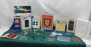 VINTAGE SEWING SNAPS, HOOKS-EYES-LOOPS- THIMBLES AND NEEDLES - Picture 1 of 8