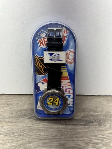 Vintage 90s NASCAR Jeff Gordon #24 Leather Strap Watch Black O/S Adults Unisex Cover