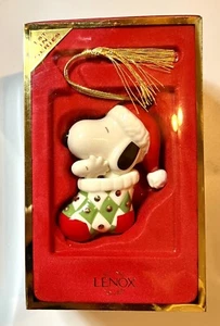 2003 Lenox SNOOPY im Strumpf mit Woodstock Christbaumschmuck 1. Serie - Bild 1 von 5