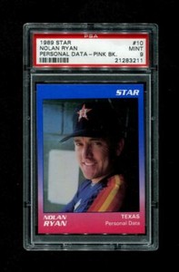 1989 NOLAN RYAN STAR #10 PERSONAL DATA PINK BACK PSA 9