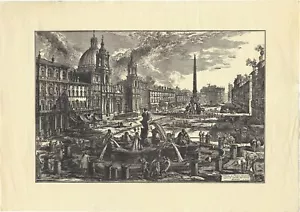 Giovanni Piranesi "Veduta di Piazza Navona" Etching, 27.5" x 19.5" - Picture 1 of 5