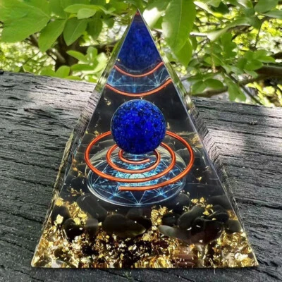 Pirámide de orgonita lapislázuli esfera obsidiana piedra preciosa Reiki energía curación Foto 1 de 4